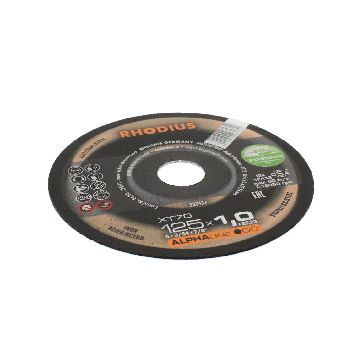 Extradünne Trennscheibe 125 x 1,0mm Rhodius XT70